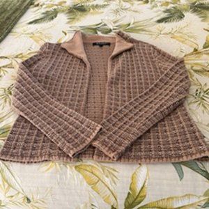 Women's Sweater Jacket (Brand: Kasper) Brown, Tan & Cream Size M